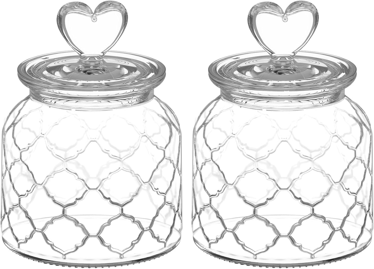 Recipiente vidrio 22oz con tapas corazón herméticas cocina