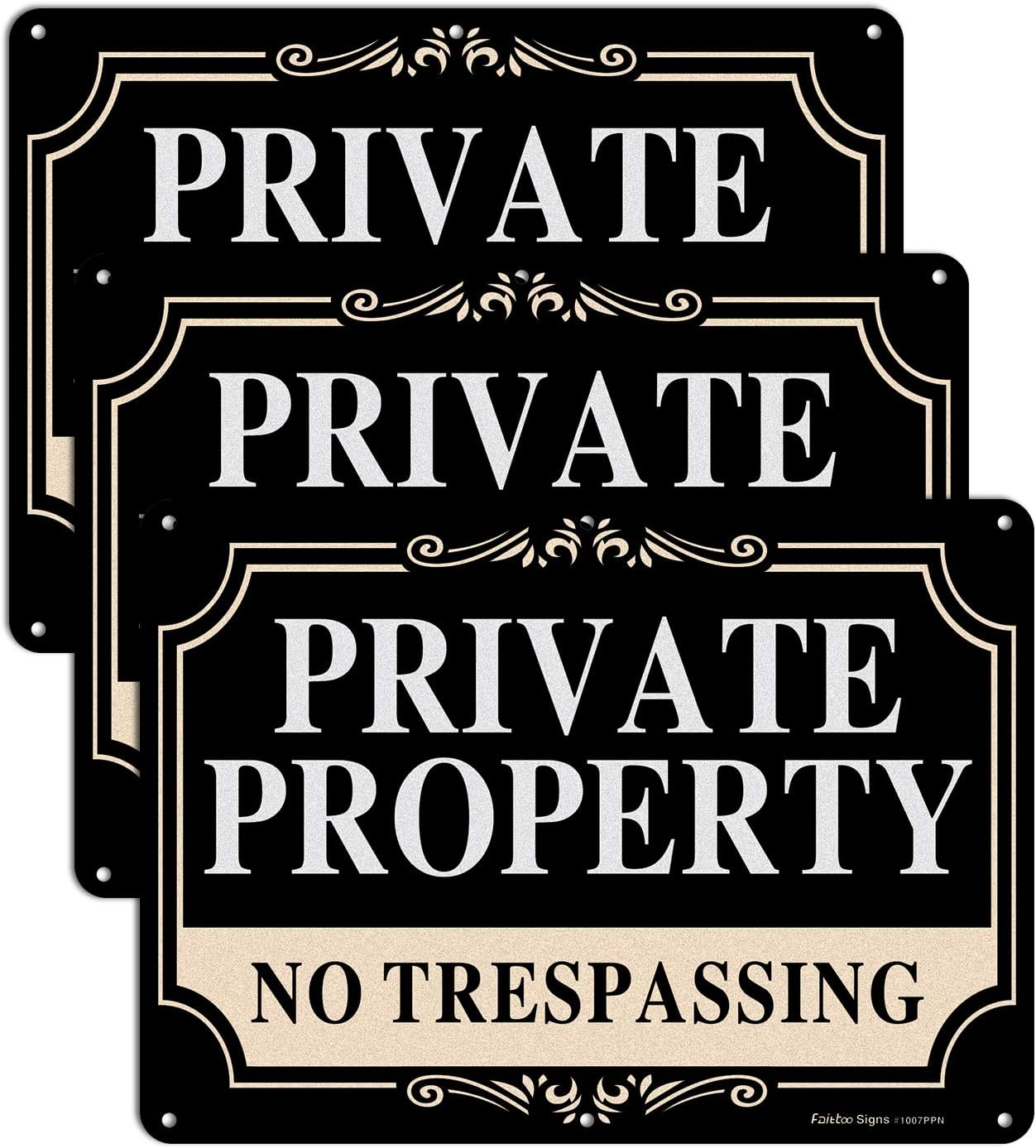 3 Pack Señales No Trespassing Aluminio 10x7" Reflectante UV