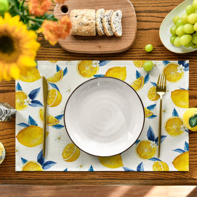 Set 4 Manteles Verano Fruta Limón 12x18pulg