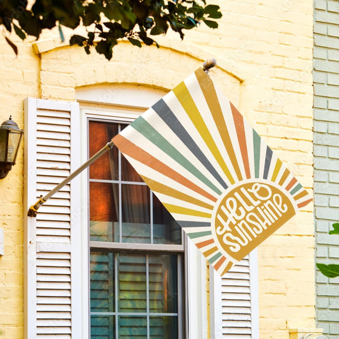 Bandera Hello Sunshine 28x40" doble cara exterior resistente
