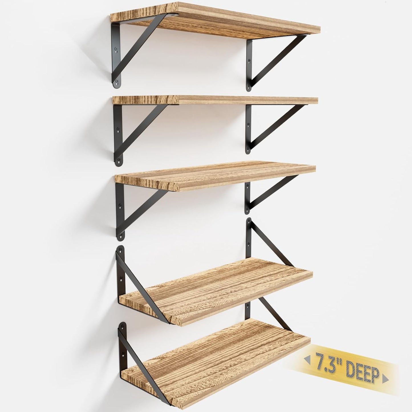 Estantes pared 7.3" set 5 madera paulownia resistente