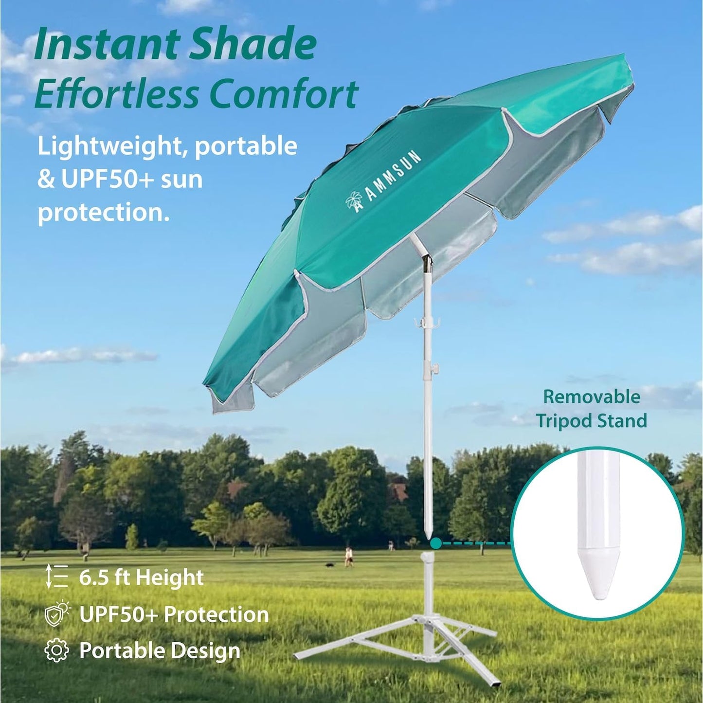 Sombrilla solar portátil con soporte 6.5pies para deportes