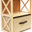 Estante bambú 2 niveles cajón tela beige 11.5x16.5x21.5"