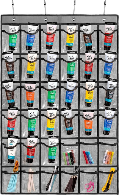 Organizador tubos pintura acrílica 36 bolsillos puerta gris