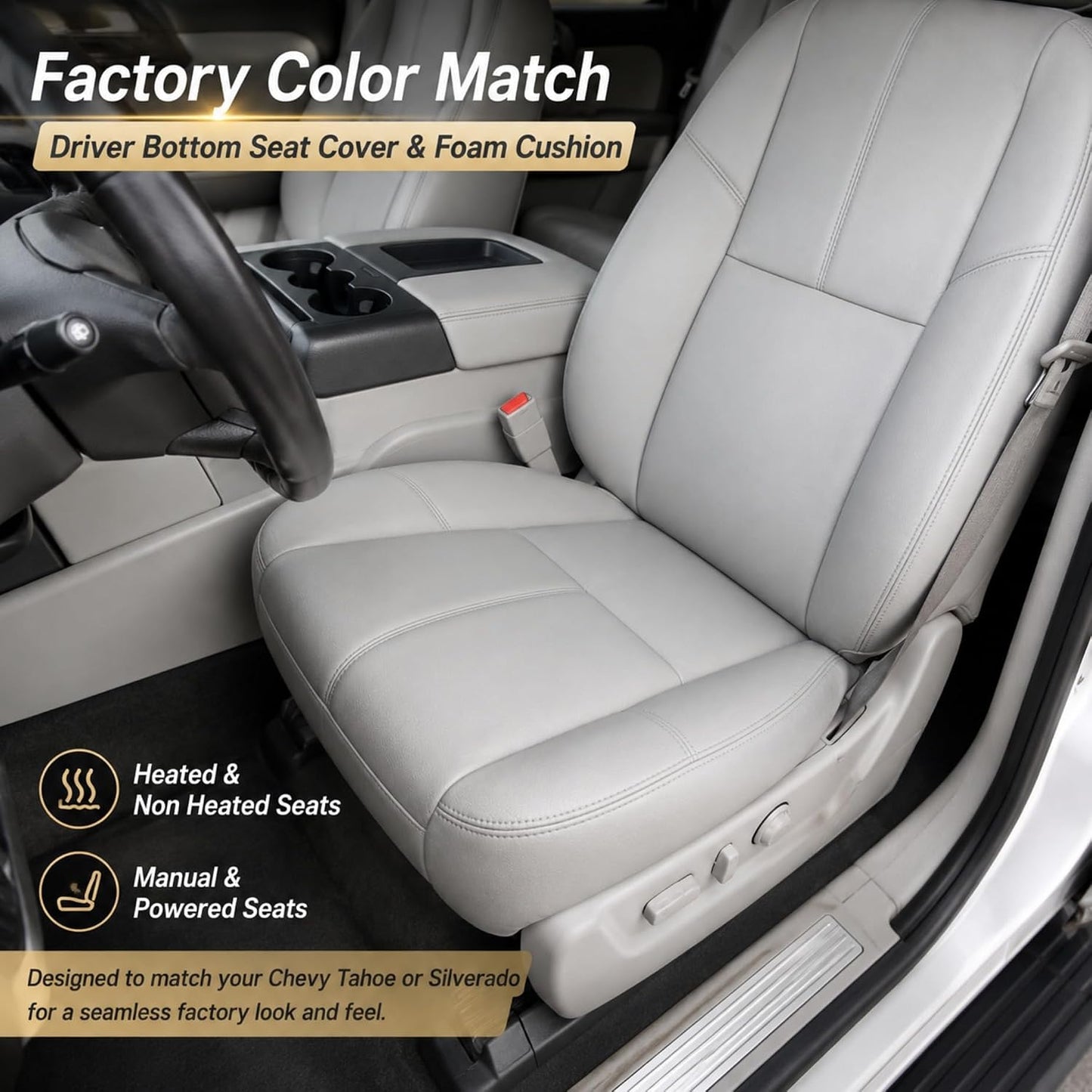 Funda asiento cuero conductor izquierdo espuma gris comp