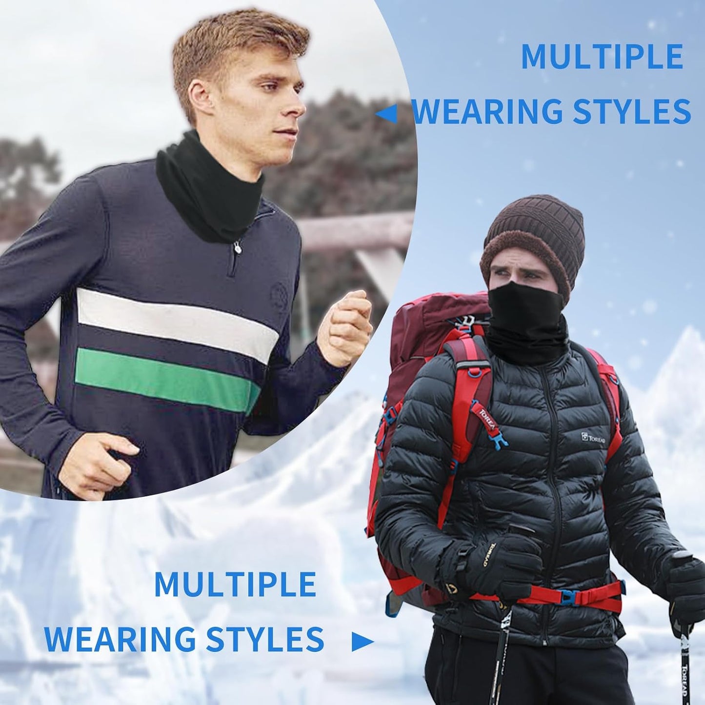 Calentador cuello forro polar invierno a prueba de viento