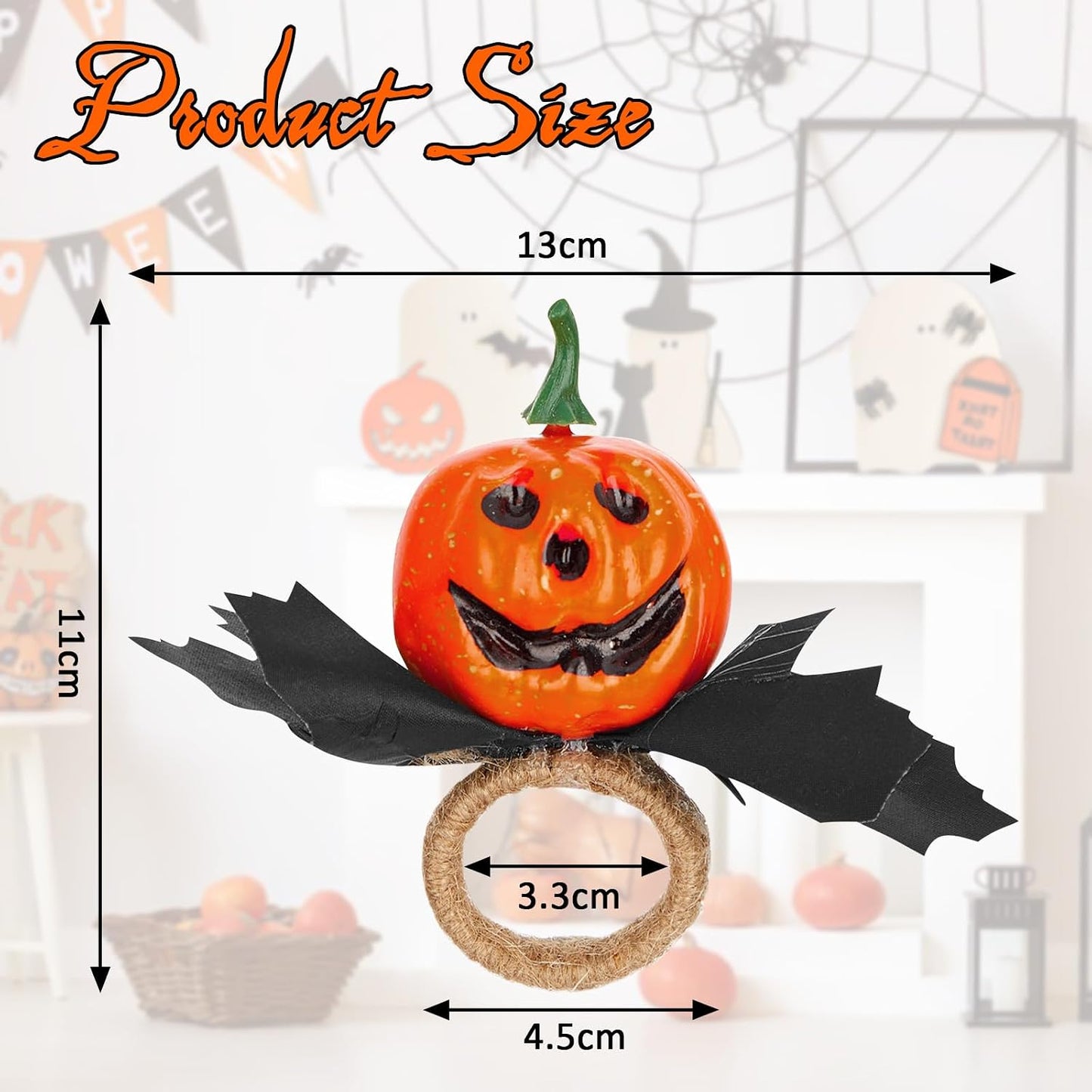 Juego 4 servilleteros Halloween forma globo ocular calabaza