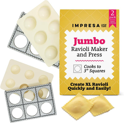 Jumbo Ravioli Maker 2en1 Plástico 2.5pulg 12 Cuadrados XL