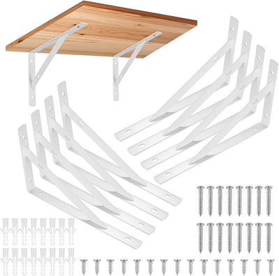 8 Soportes estante metal flotante forma L 7.87x4.72pulg blanco