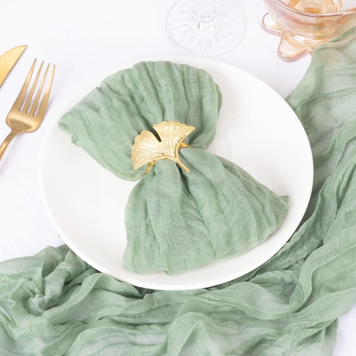 100 Servilletas Gasa Verde Salvia 21x21pulg Bodas Fiestas
