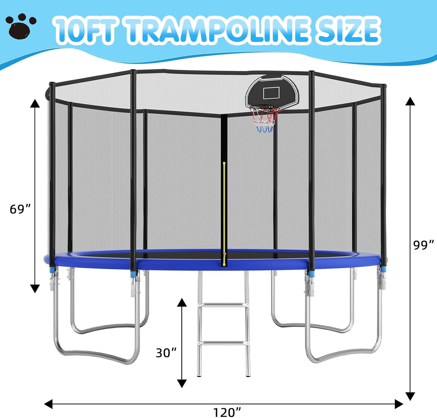 Trampolín para niños 8ft red seguridad 300-1000lb