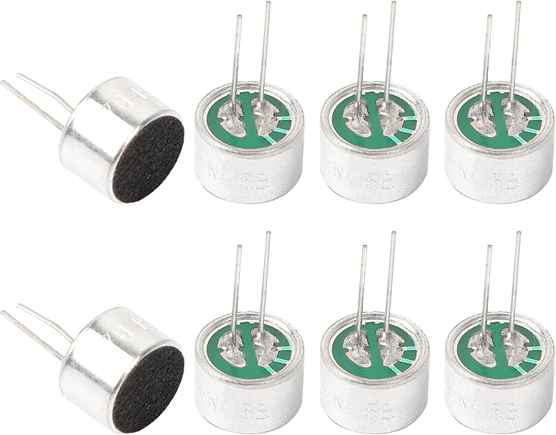 8 Pzas Micrófono Electret Cilíndrico 0.394x0.276pulg PCB