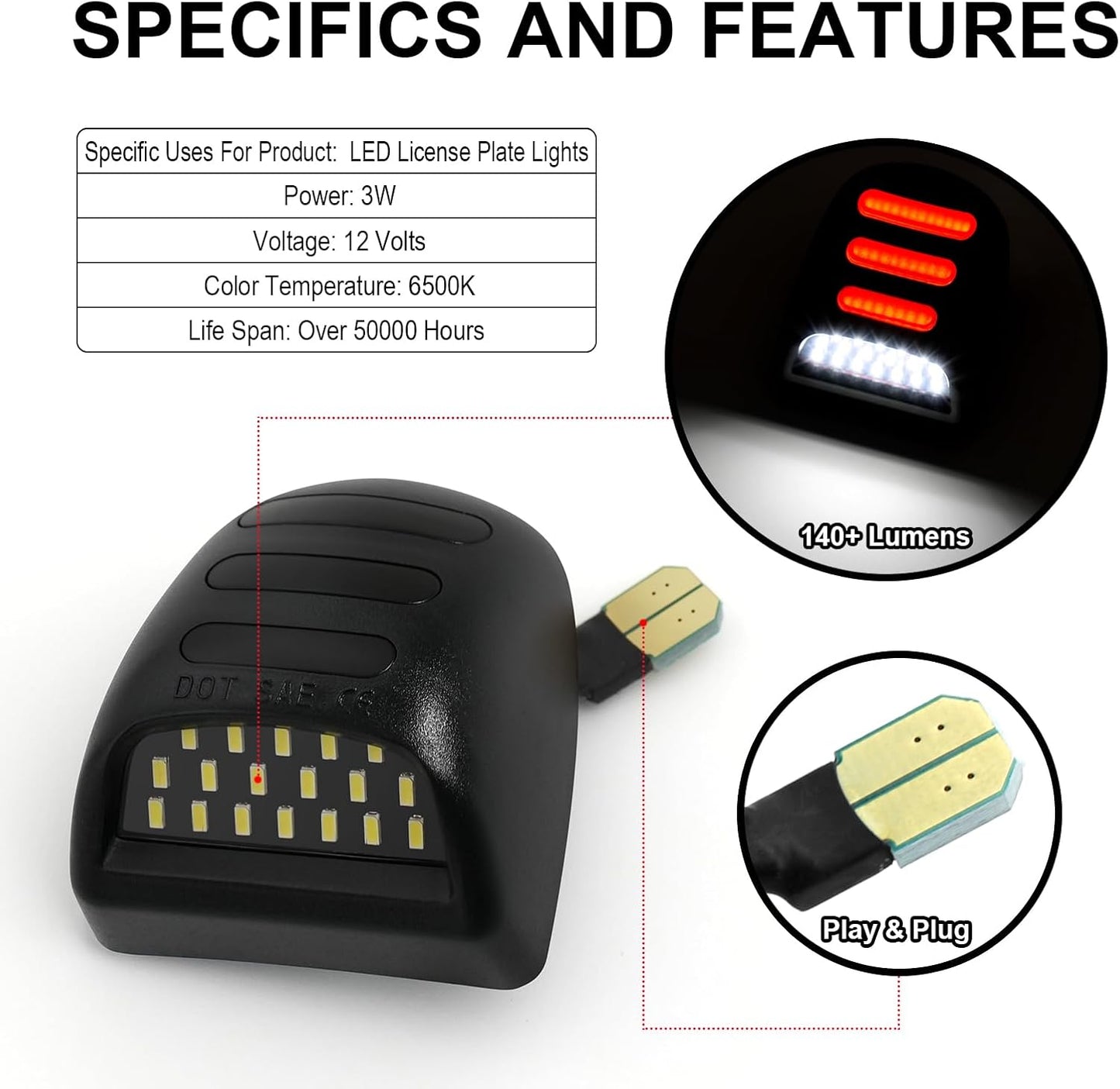 Lámpara LED neón para matrícula Escalade Chevy 6000K blanco set 2