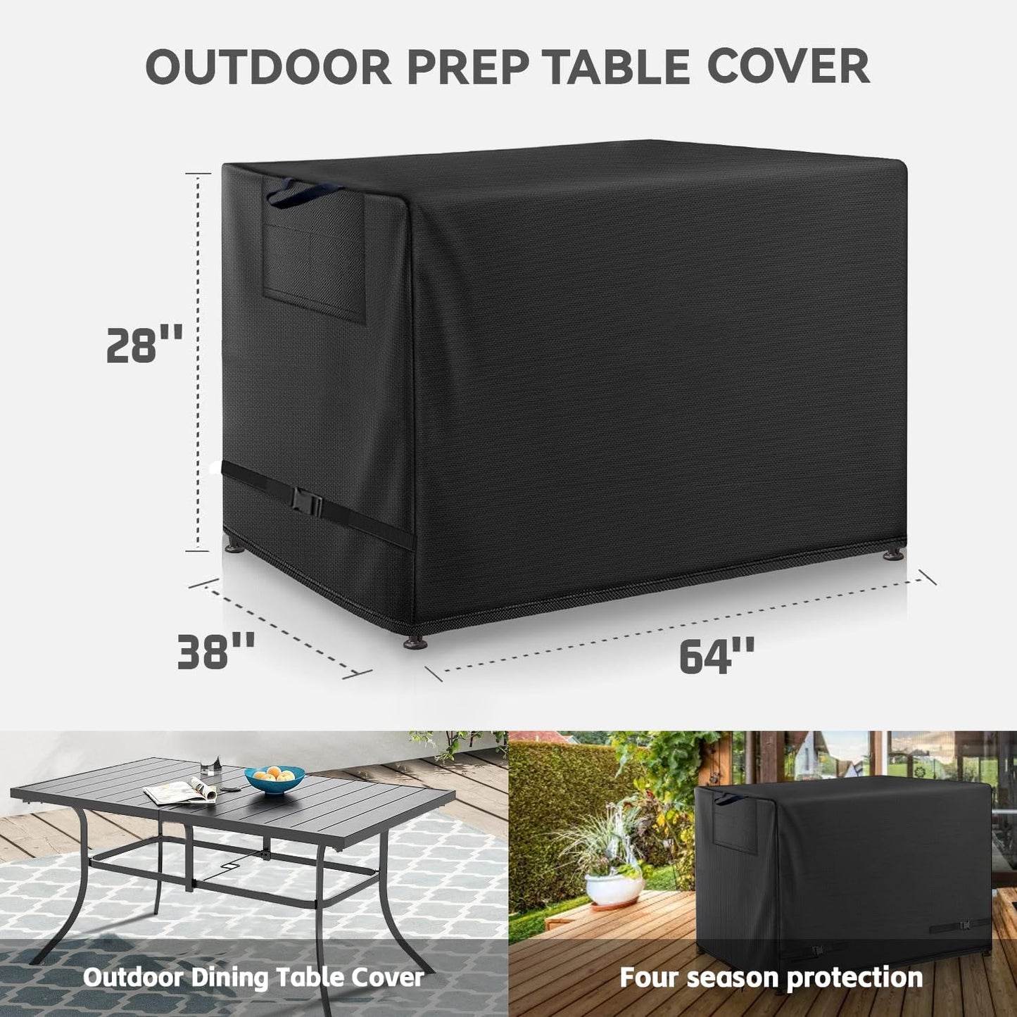Funda mesa comedor exterior impermeable 64x38pulg negro