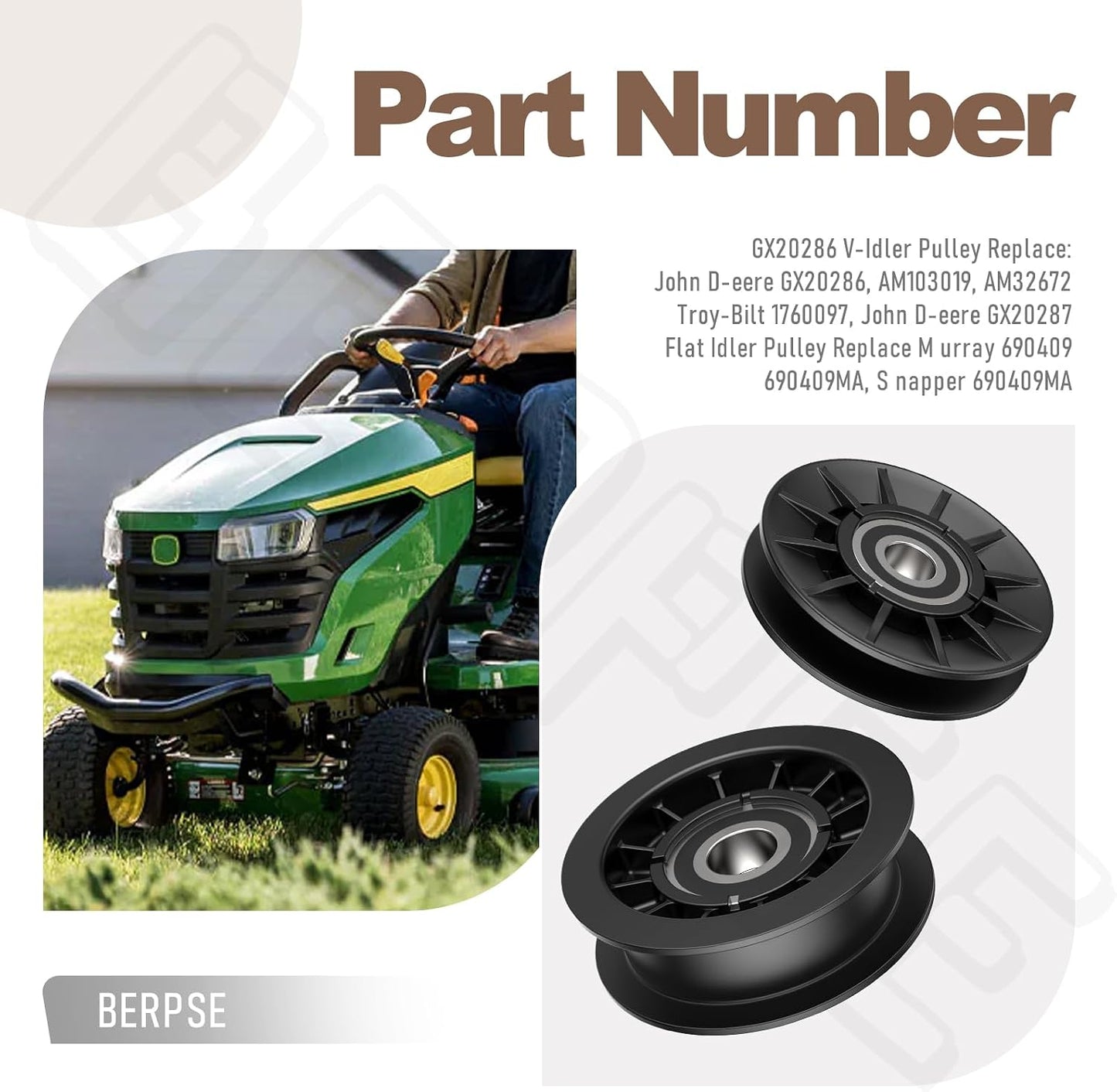 Kit polea tensora V y plana comp John Deere LA100-120