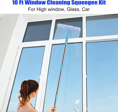 Kit lavado ventanas 10ft con poste extensión escobilla 2en1