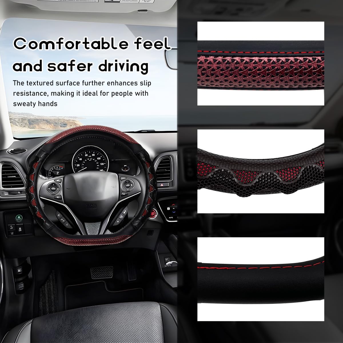 Funda volante 15pulg diseño panal 3D antideslizante transpirable