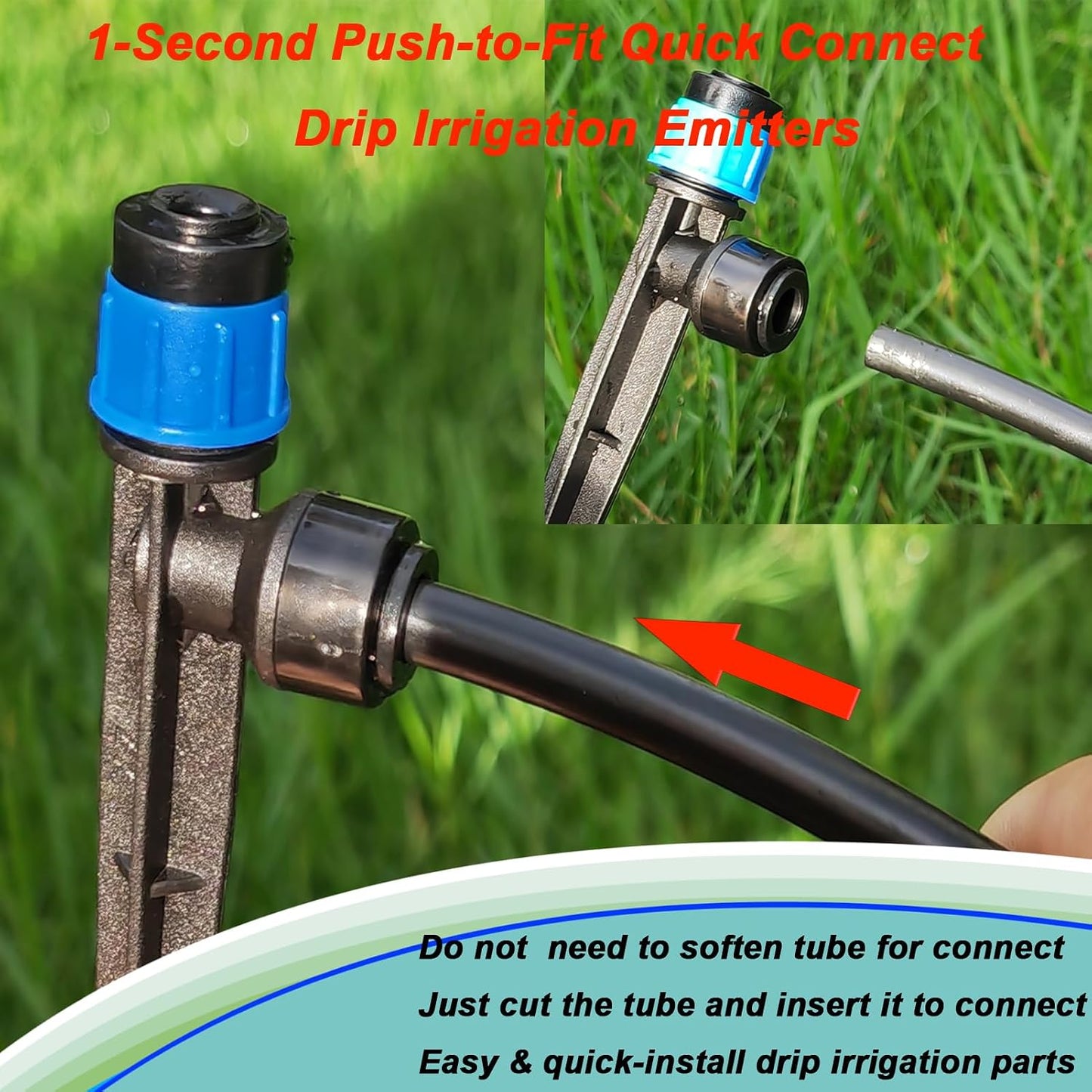 30 Emisores Riego Goteo 1/4pulg Ajustables 360 Grados Azules