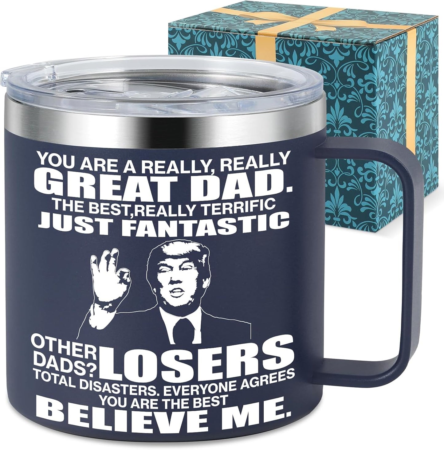 Taza café 14oz azul regalo papá cumpleaños navidad