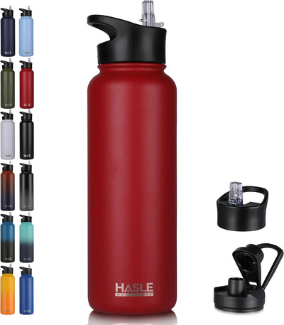 Botella agua acero inox 40oz doble pared vacío 2 tapas