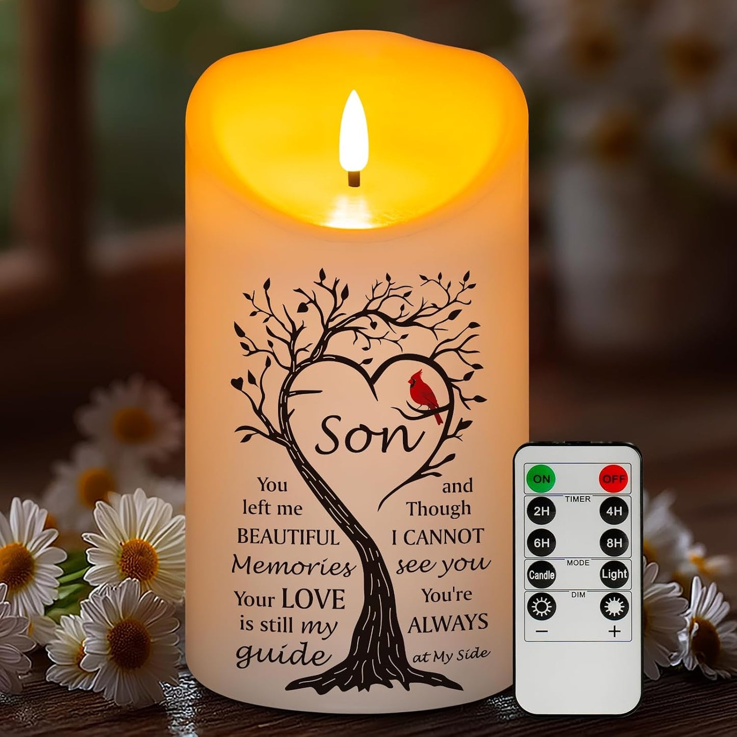 Vela conmemorativa sin llama luz LED cera real control remoto
