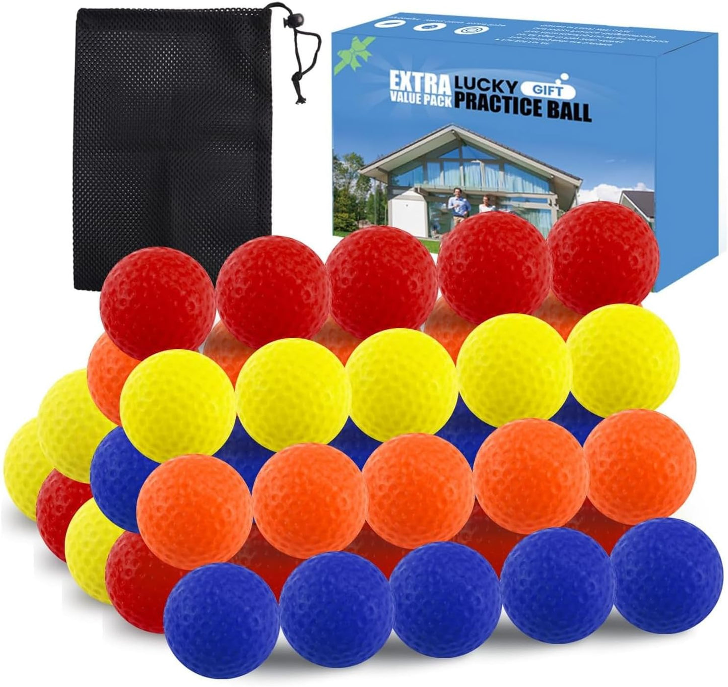 Pelotas golf espuma colores set 12 24 50 unidades