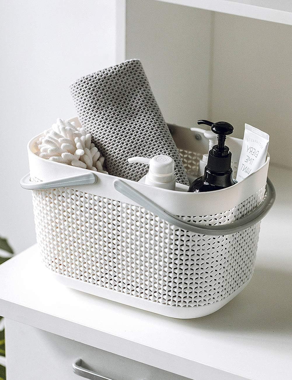 Cesta plástico asa organiz. ducha baño cocina set 3