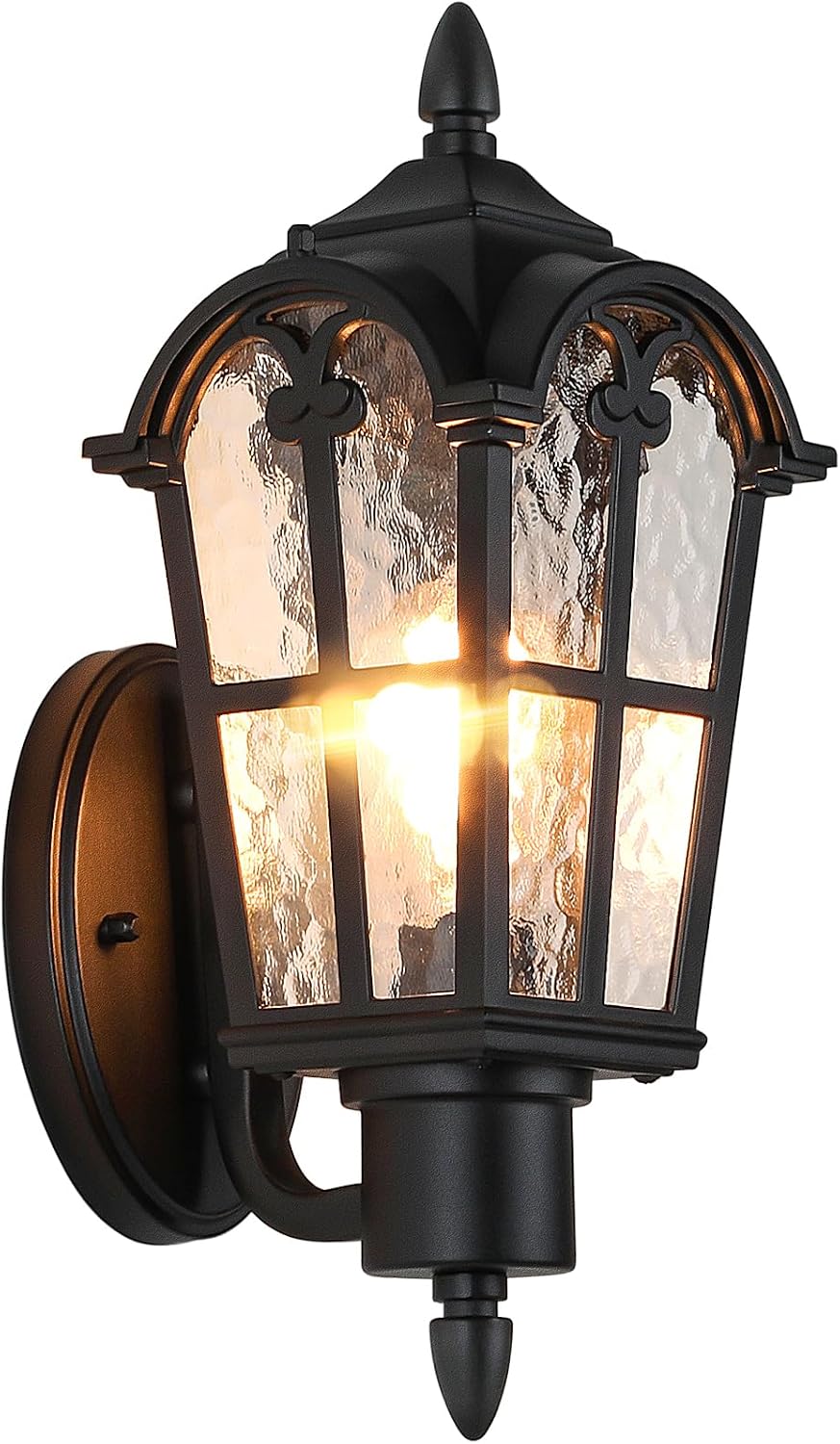 Lámpara pared exterior 16" farol impermeable vidrio ondulado