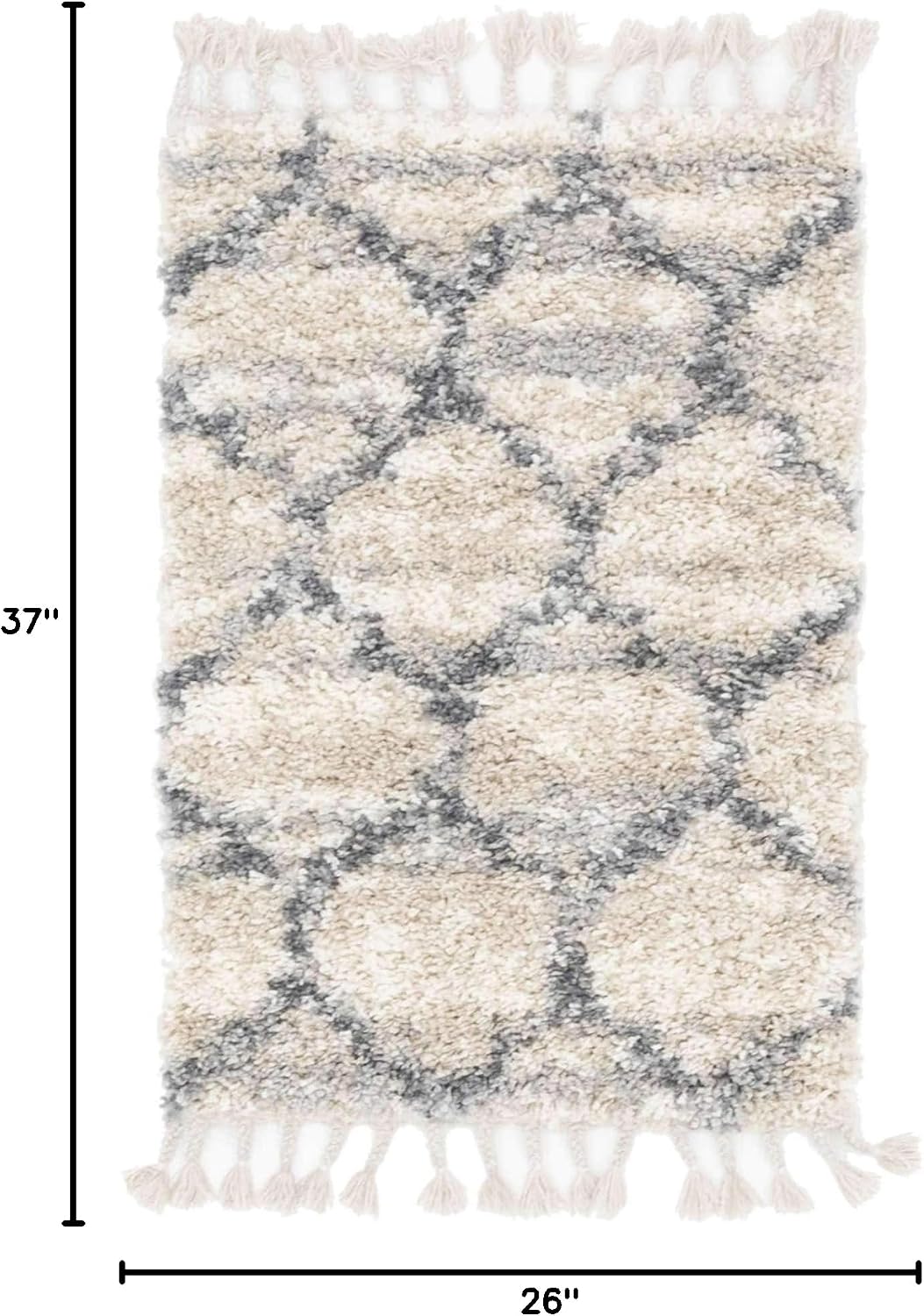 Alfombra área enrejado 2x2 3x1 rectangular beige gris