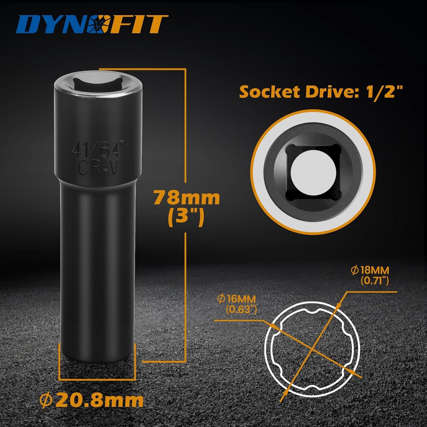 Llave enchufe 1/2 imp. 6 puntos para tuercas orejeta