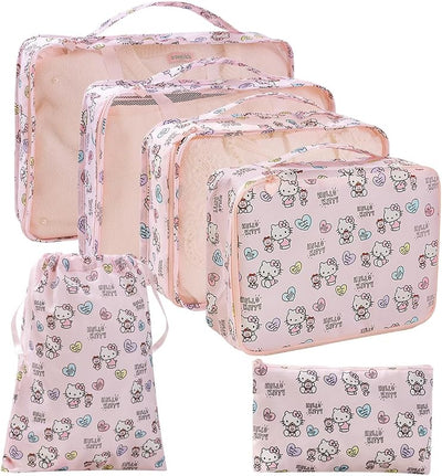 Set 6 organizadores viaje sarga rosa para mujer