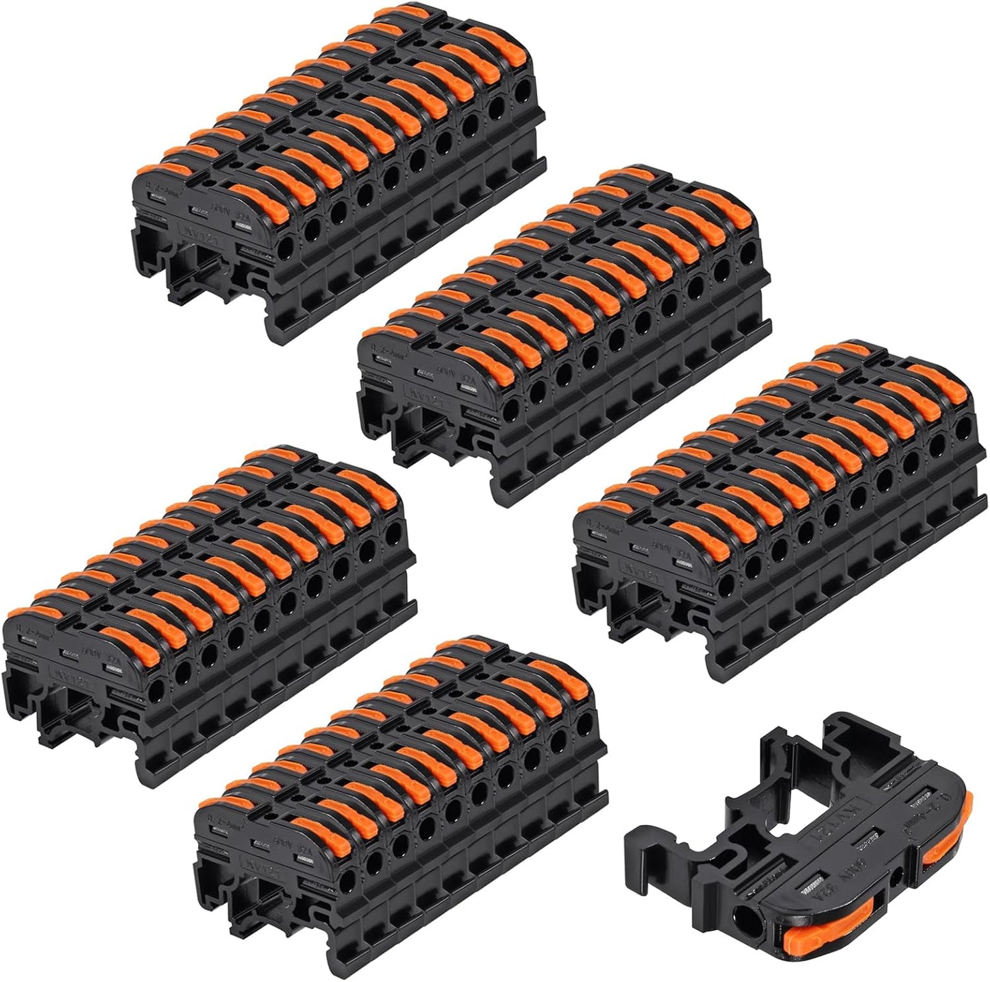 Pack 50 Bloques Riel Din Conectores 24-12 AWG Negro