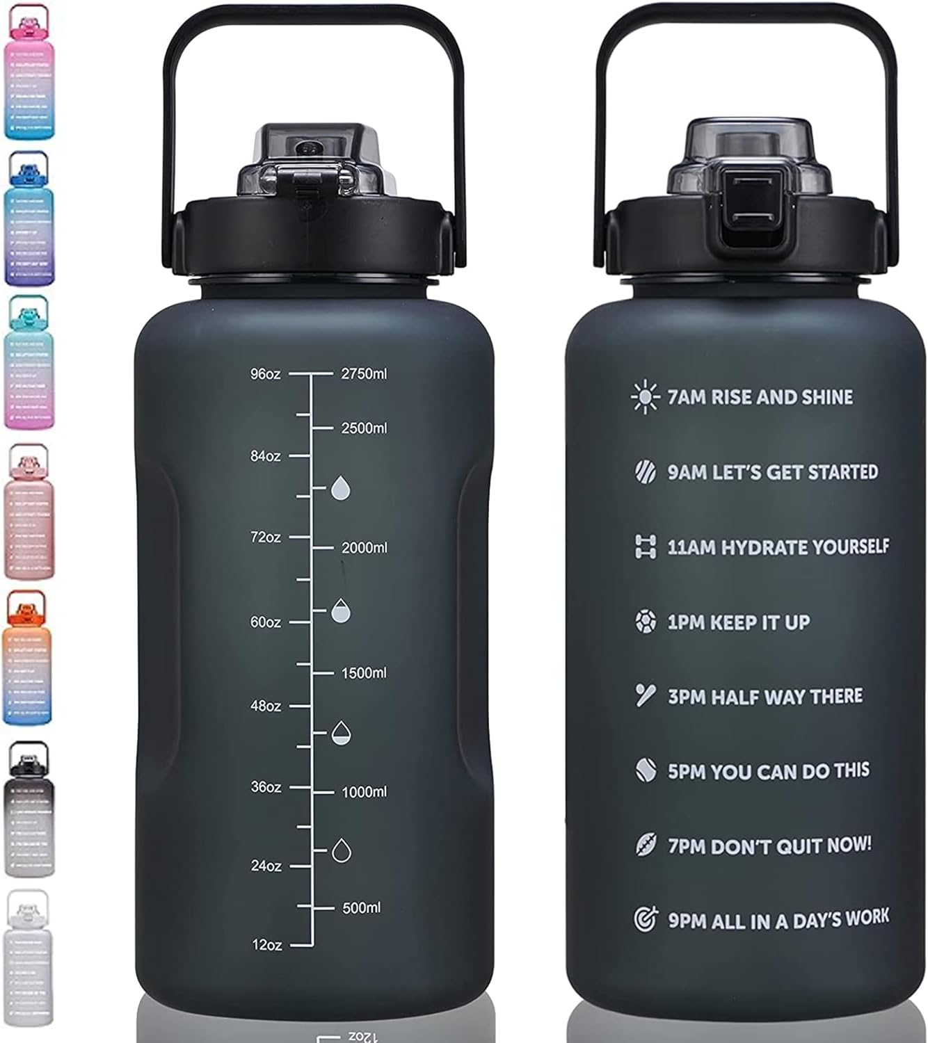Botella agua 64-128oz sin BPA con asa y pajita