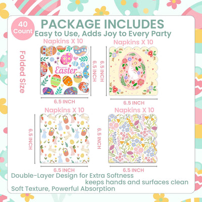 Servilletas Decoupage Pascua 40uds 13x13pulg Conejo Flores