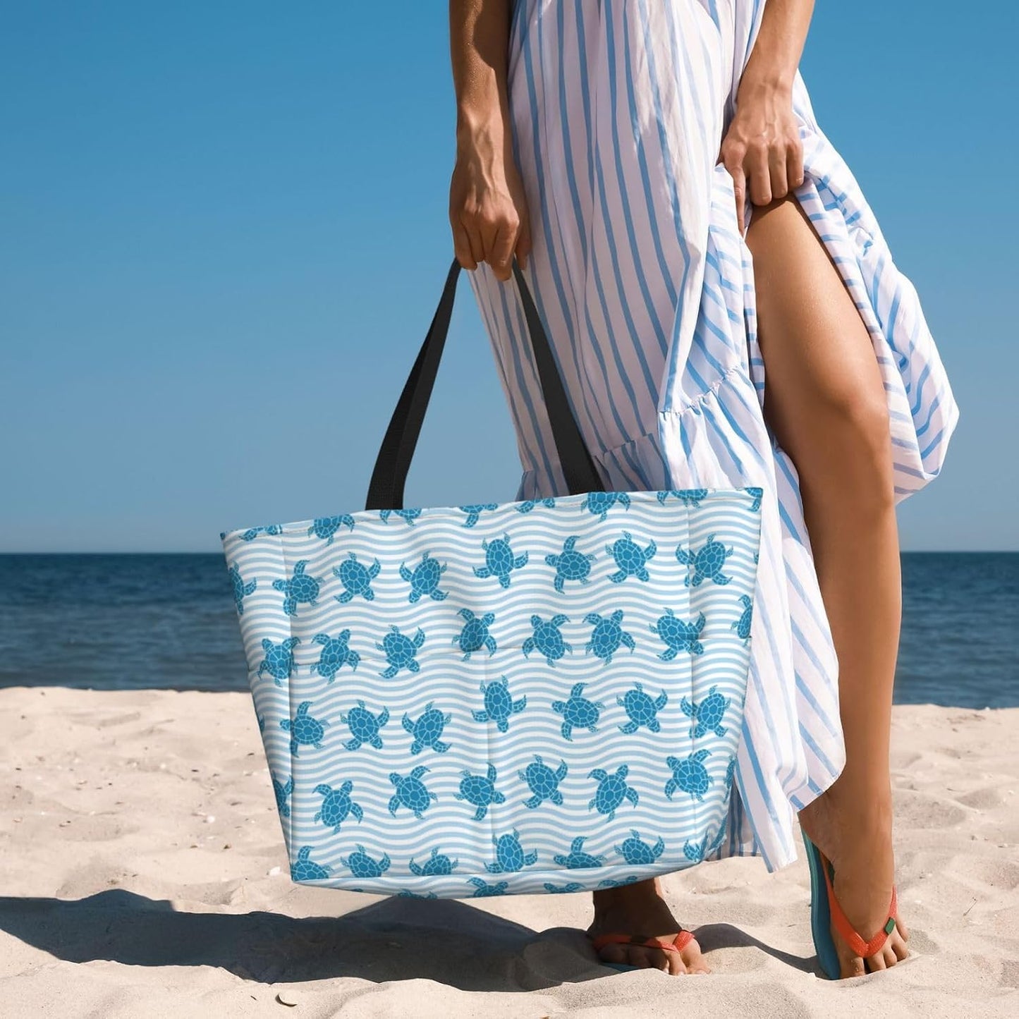 Bolsa playa mujer impermeable con bolsillo plegable