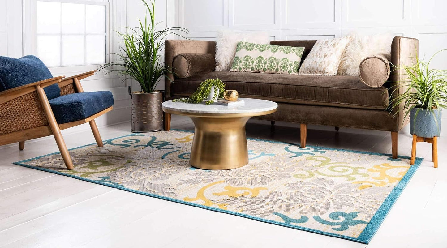 Alfombra para Centro de Sala de Estar con Borde Decorativo