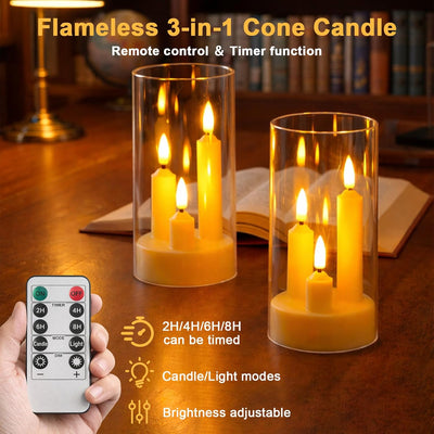 Vela cono LED sin llama control remoto decoración