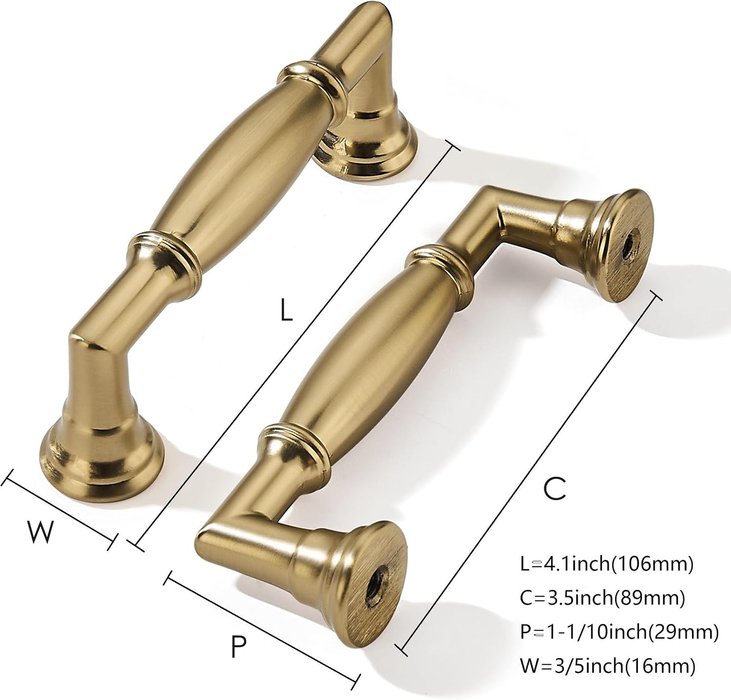 10 Tiradores Gabinete Cocina 3-1/2pulg Bronce