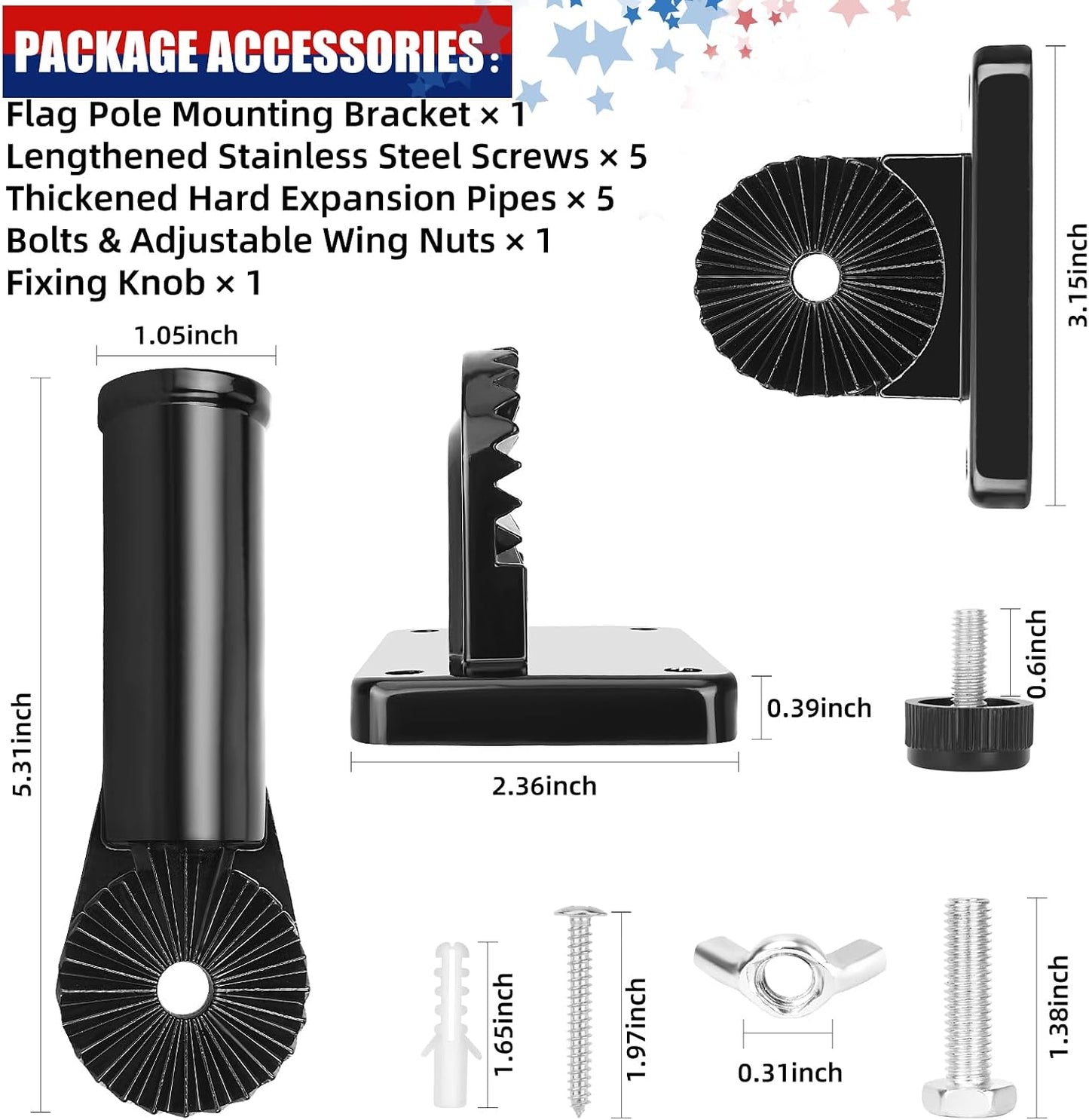 Soporte ajustable para asta de bandera exterior de metal