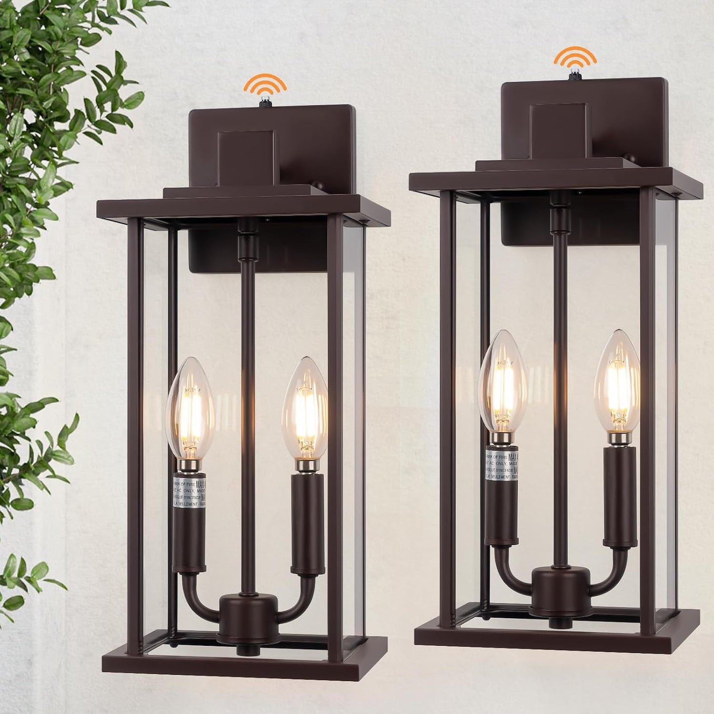 2 Luces Aplique Exterior Bronce Cepillado 16pulg