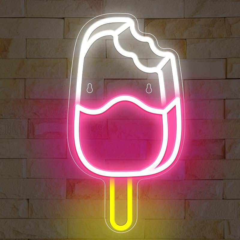 Letrero neón paleta hielo lámpara LED USB decoración negocio