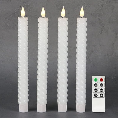 Velas cónicas blancas 10pulg temporizador set 4