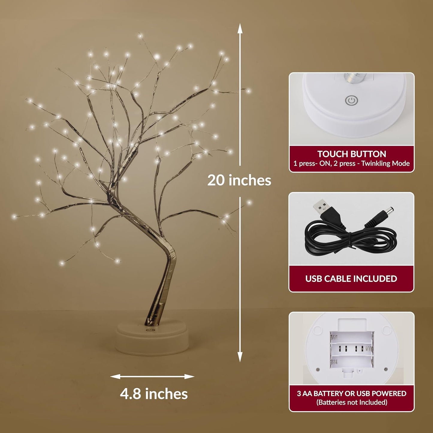 Lámpara árbol hadas luz nocturna decoración habitación