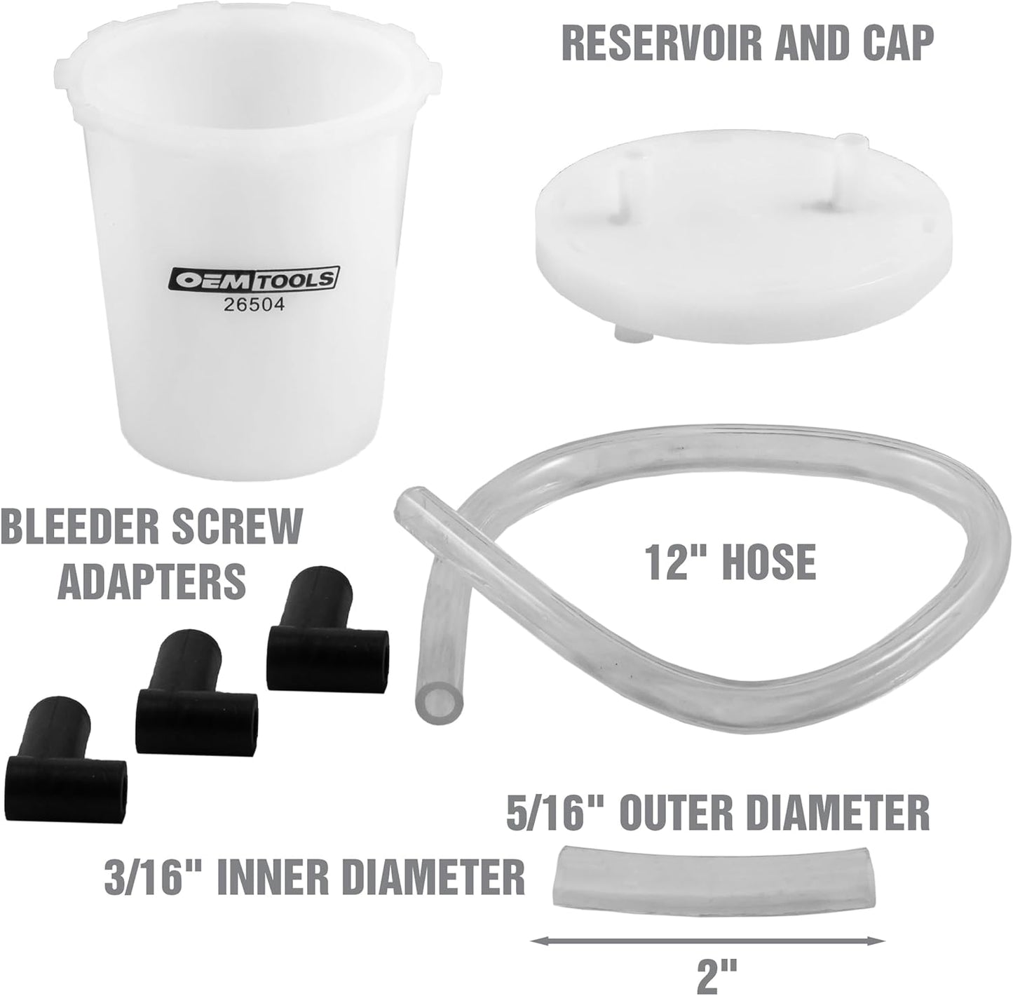 Kit purga freno operable 1 persona manguera 30cm 3 adaptadores