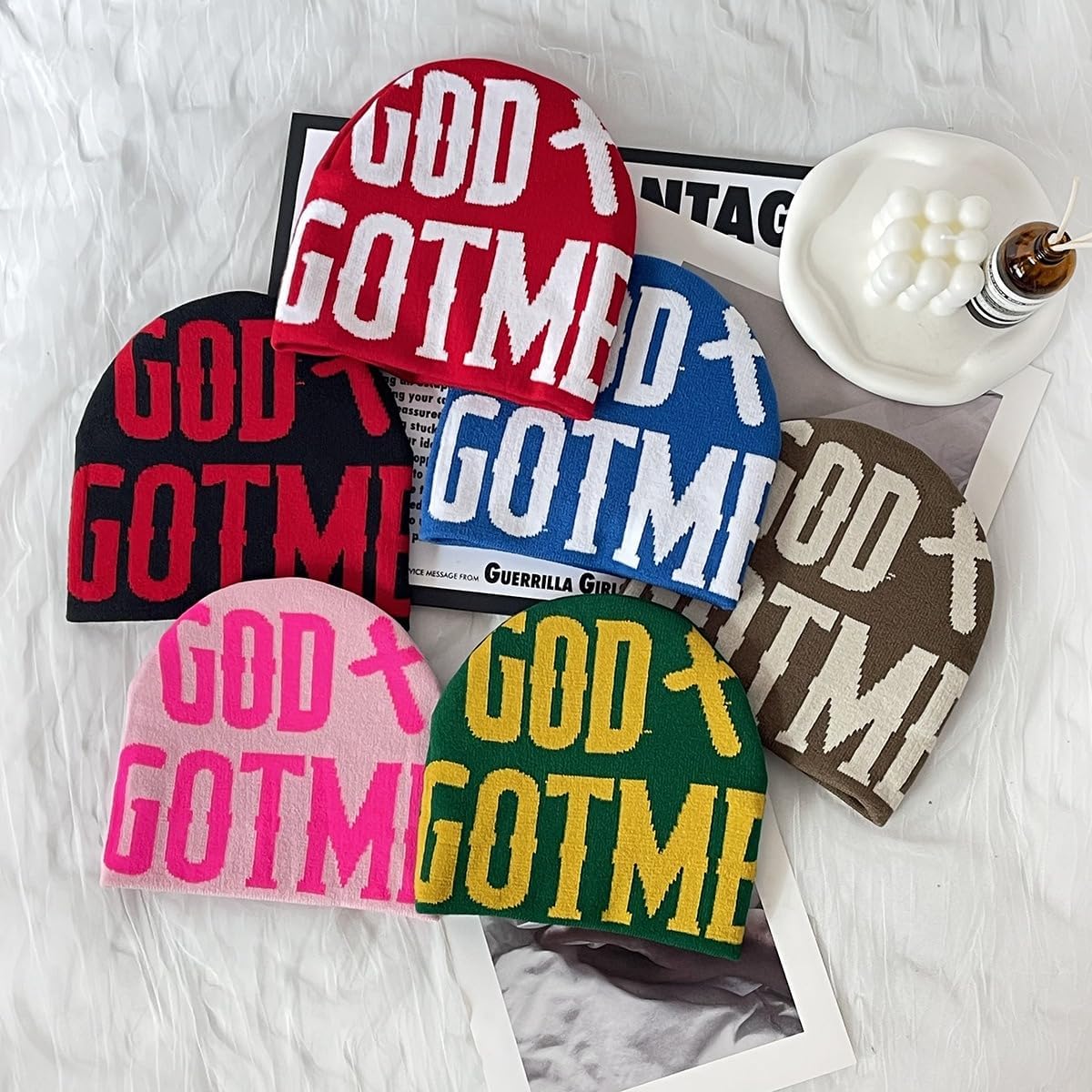 Gorro punto estampado letras moda hip hop para hombres mujeres