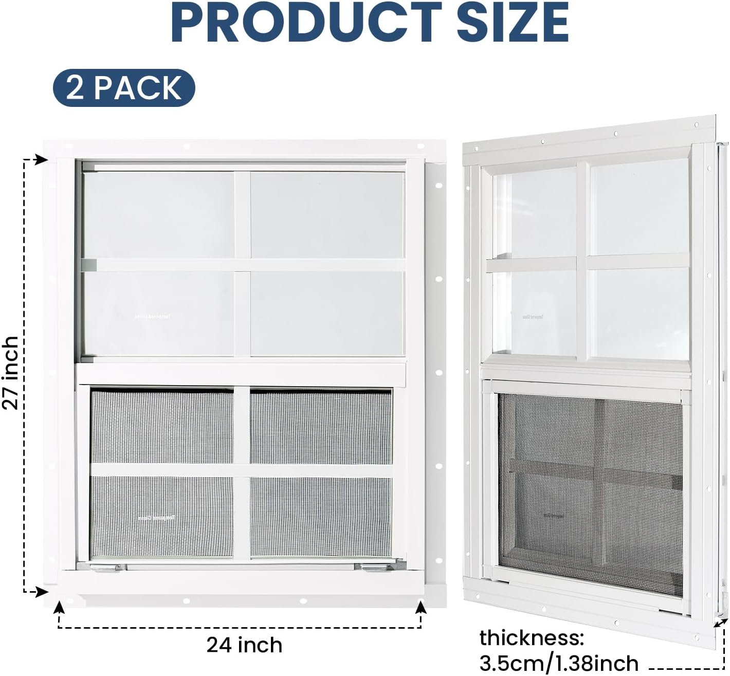 2 Ventanas Corredizas Cobertizo 24x27pulg Vidrio Templado