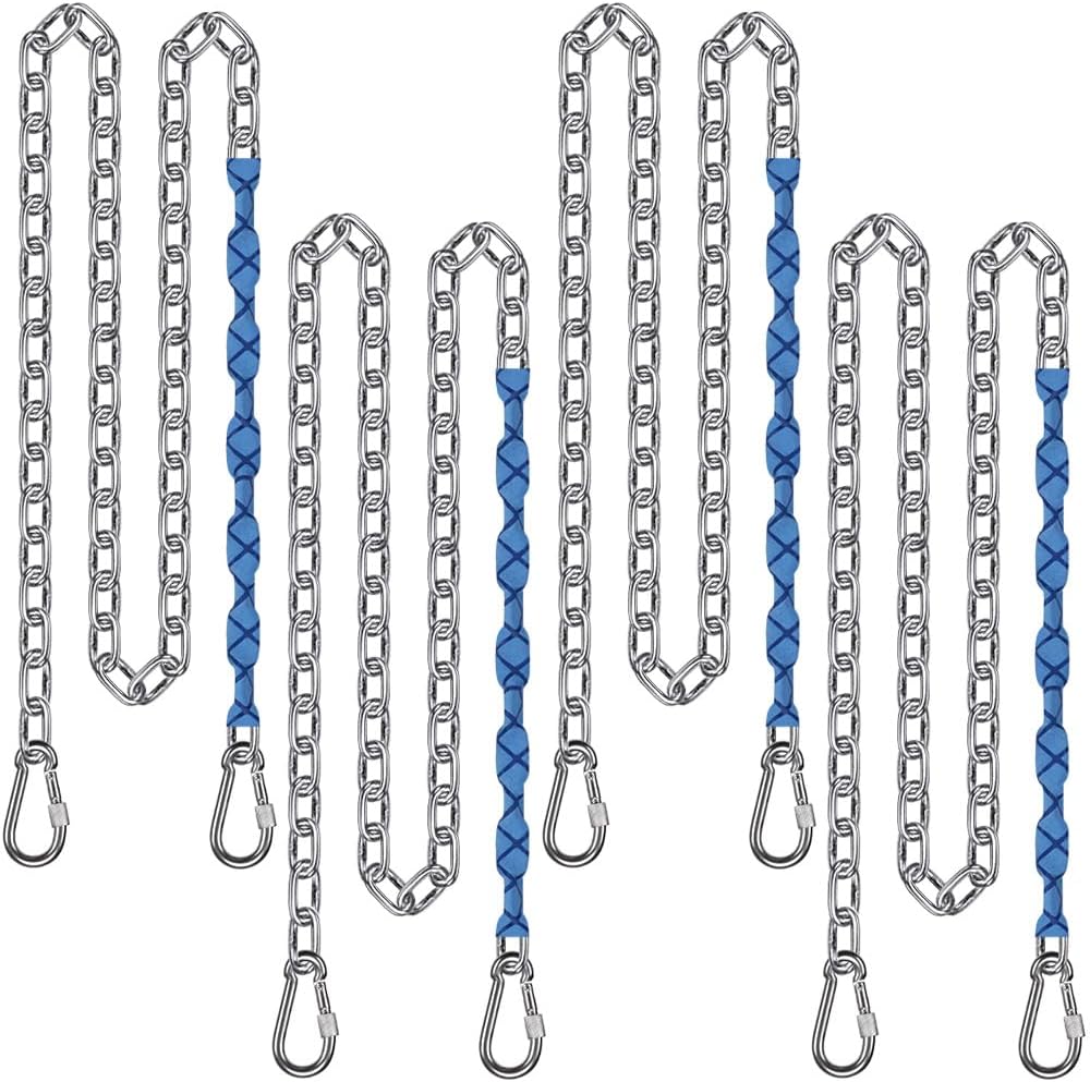 4 Cadenas Acero Inox 85" con Ganchos 1000lb para Hamaca