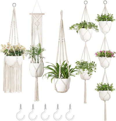 5 Ganchos Macramé para Macetas Colgantes Interiores