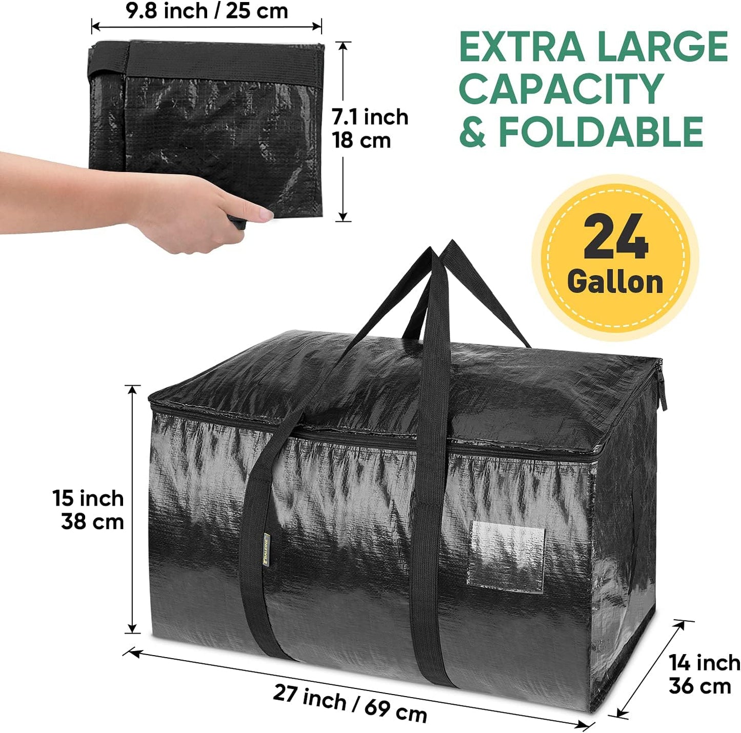 6 Pzas Bolsas Mudanza Grande con Asas Reforzadas Negro