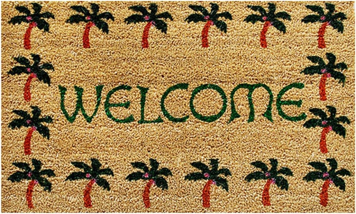 Felpudo bienvenida borde palmera 17x29pulg multicolor